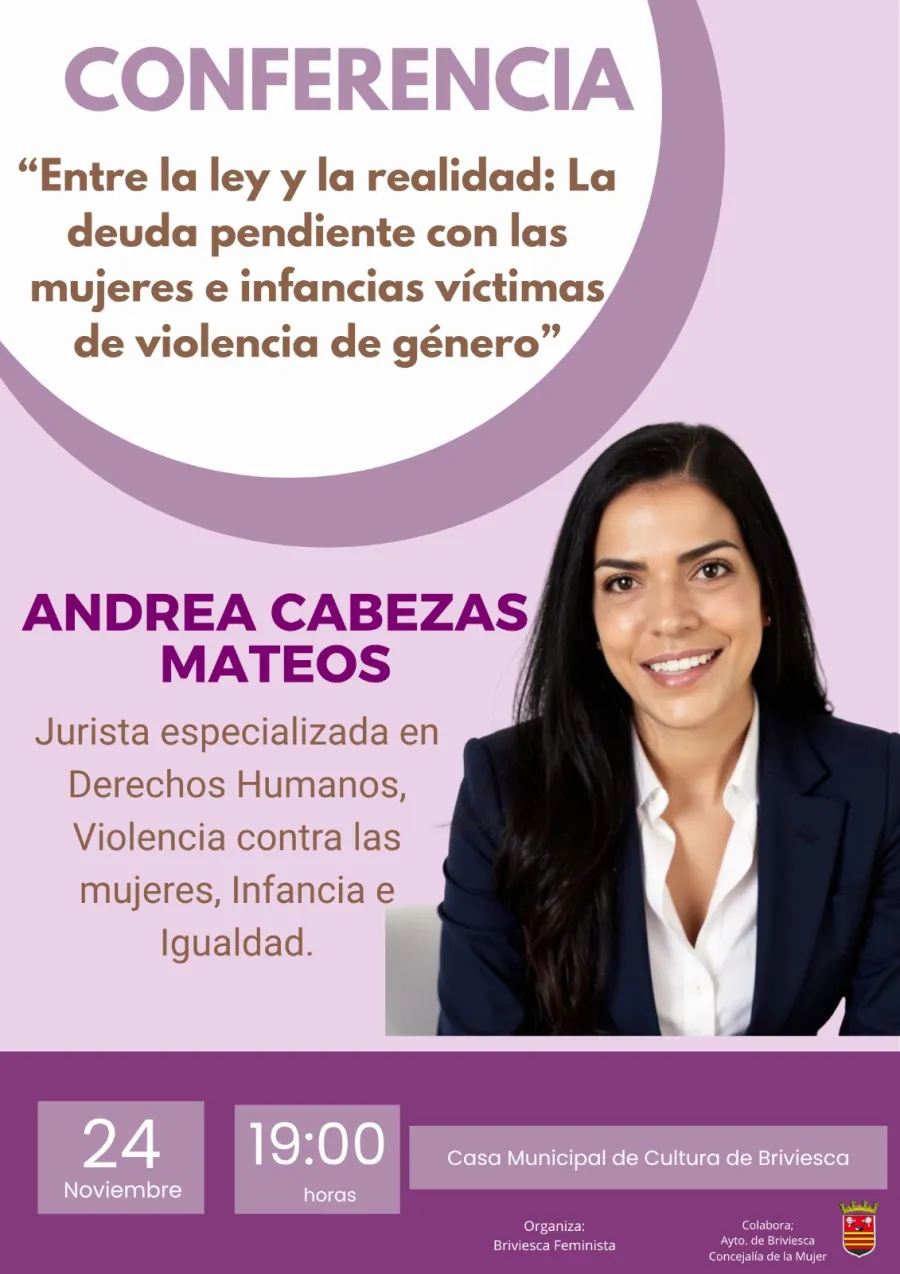 Cartel de la conferencia «Entre la ley y la realidad» en la Casa Municipal de Cultura de Briviesca